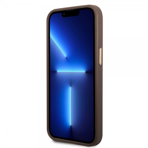 Guess iPhone 13 Deksel Metal Plate Logo MagSafe Brun