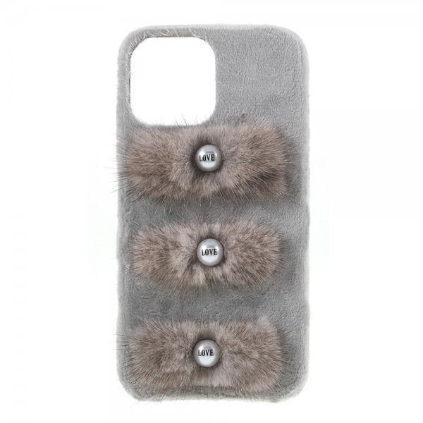 iPhone 13 Deksel Plysj Love Perler Grå