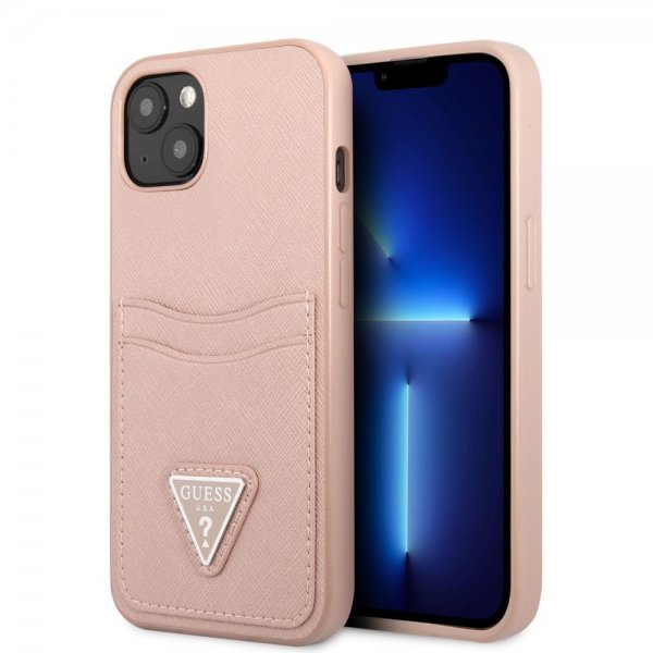 Guess iPhone 13 Deksel Saffiano Double Cardslot Rosa