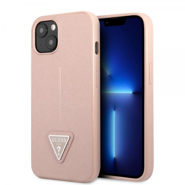 Guess iPhone 13 Deksel Saffiano Metal Triangle Rosa