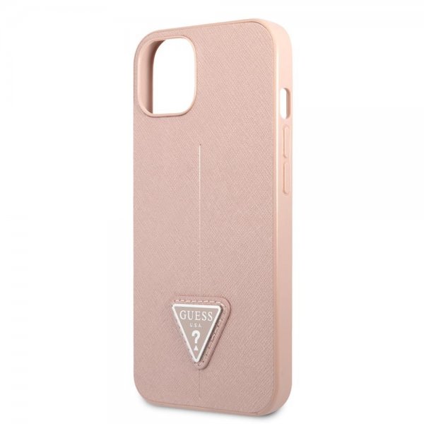 Guess iPhone 13 Deksel Saffiano Metal Triangle Rosa