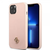 Guess iPhone 13 Deksel Silicone Metal Logo 4G Light Pink