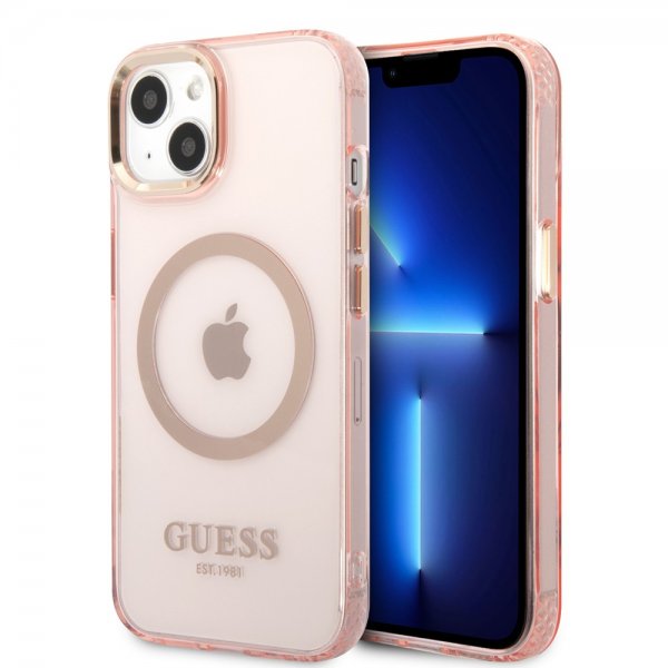 Guess iPhone 13 Deksel Translucent MagSafe Rosa