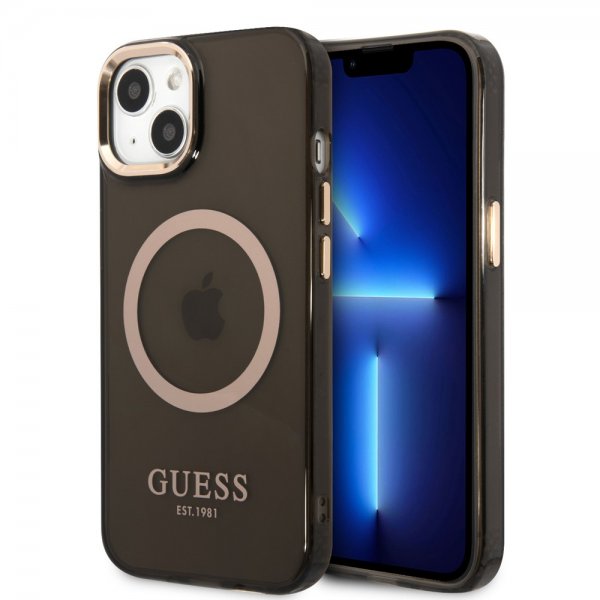 Guess iPhone 13 Deksel Translucent MagSafe Svart