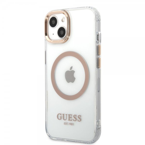 Guess iPhone 13 Deksel Transparent MagSafe Gull Transparent