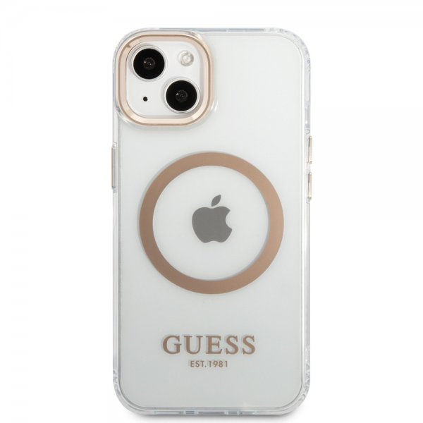 Guess iPhone 13 Deksel Transparent MagSafe Gull Transparent