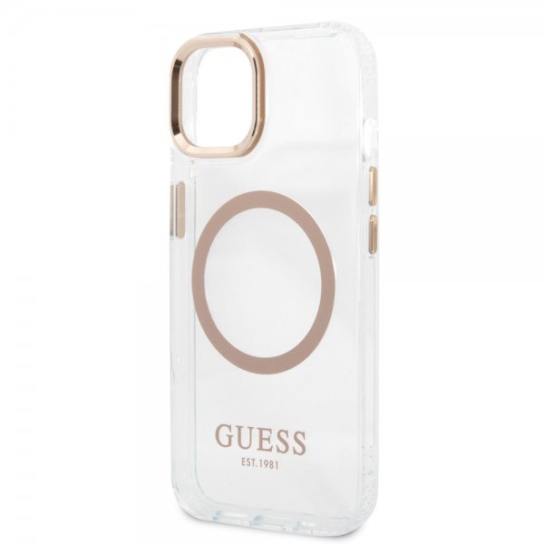 Guess iPhone 13 Deksel Transparent MagSafe Gull Transparent