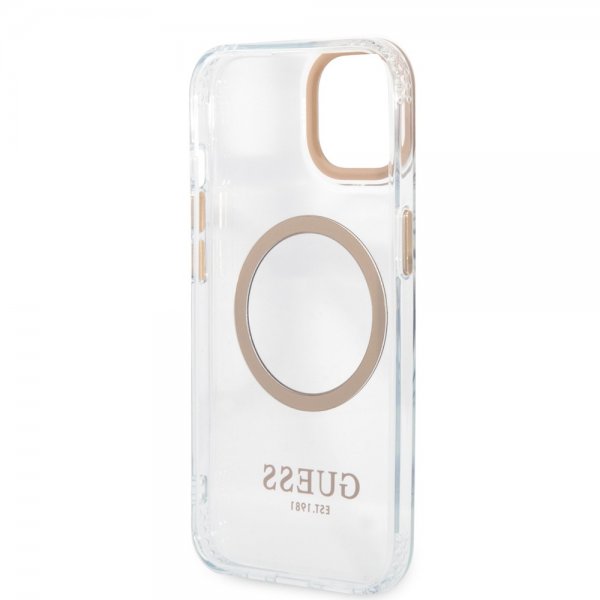 Guess iPhone 13 Deksel Transparent MagSafe Gull Transparent