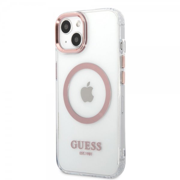 Guess iPhone 13 Deksel Transparent MagSafe Rosa Transparent