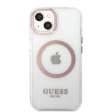 Guess iPhone 13 Deksel Transparent MagSafe Rosa Transparent