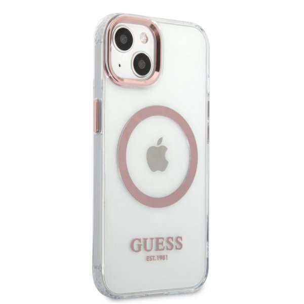 Guess iPhone 13 Deksel Transparent MagSafe Rosa Transparent