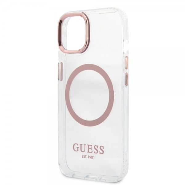 Guess iPhone 13 Deksel Transparent MagSafe Rosa Transparent