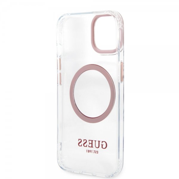 Guess iPhone 13 Deksel Transparent MagSafe Rosa Transparent