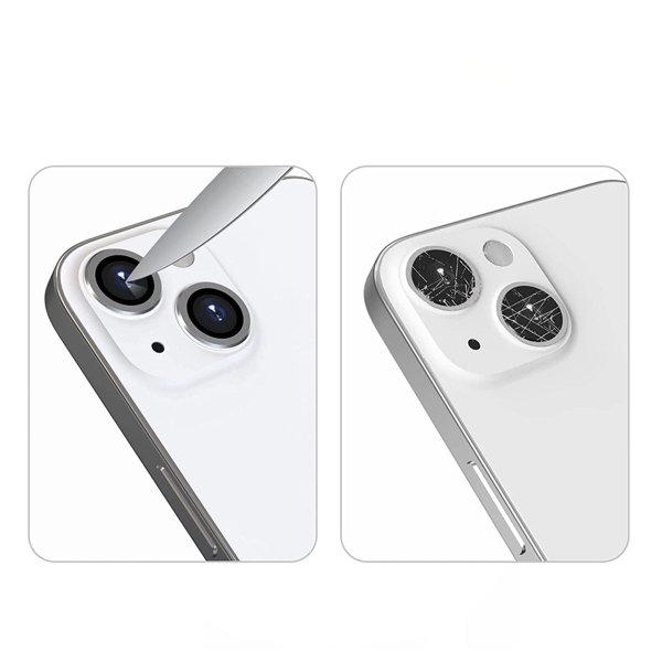 iPhone 13/13 Mini kameralinsebeskyttelse med ramme - Silver