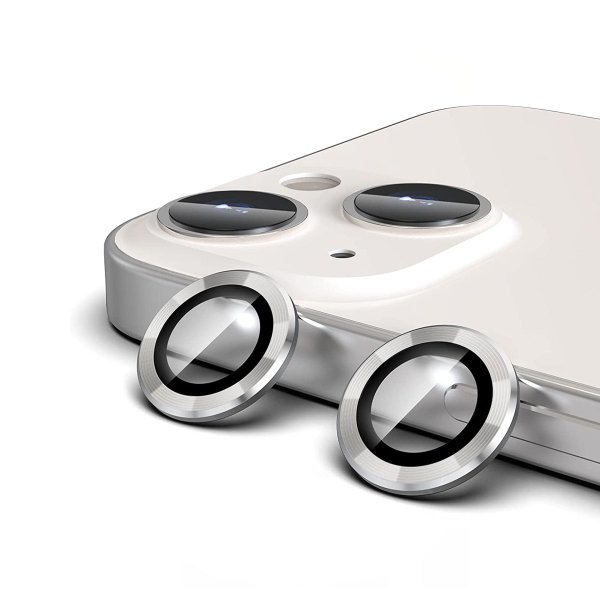 iPhone 13/13 Mini kameralinsebeskyttelse med ramme - Silver