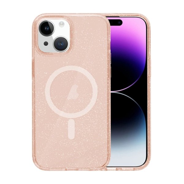 iPhone 13/iPhone 14 Deksel Glitter MagSafe Gull