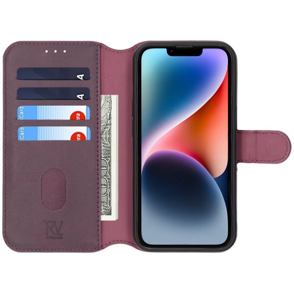 Rvelon iPhone 13/iPhone 14 Etui Detachable Wallet Case Lilla