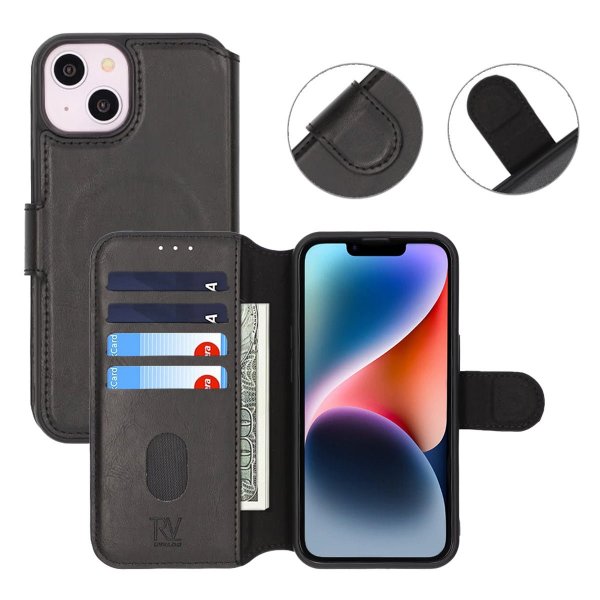 Rvelon iPhone 13/iPhone 14 Etui 4 Kortlomme MagSafe Svart