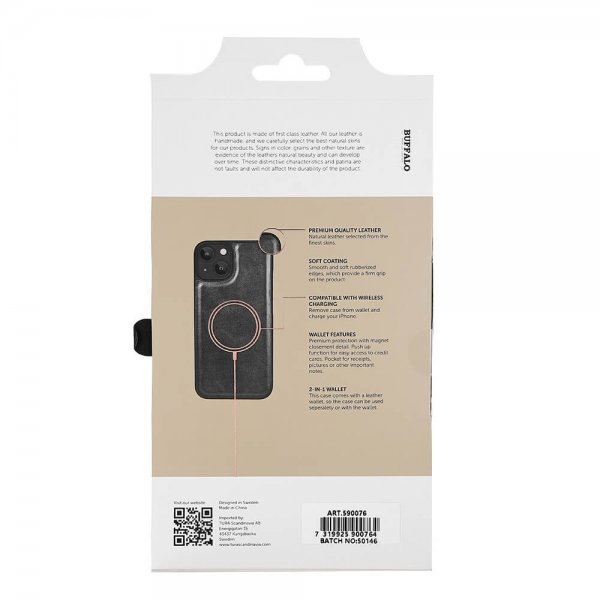 Buffalo iPhone 13/14/15 Etui 2-in-1 Detachable Wallet Svart