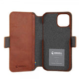 Krusell iPhone 14 Etui Leather PhoneWallet Cognac