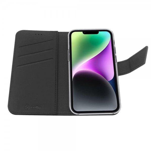 Celly iPhone 14 Etui Wally Wallet Case Svart