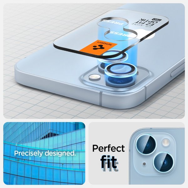 Spigen iPhone 14/iPhone 14 Plus Kamerabeskytter GLAS.tR EZ Fit Optik Pro Blå 2-pakning