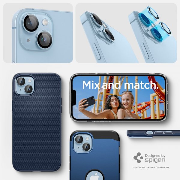 Spigen iPhone 14/iPhone 14 Plus Kamerabeskytter GLAS.tR EZ Fit Optik Pro Blå 2-pakning