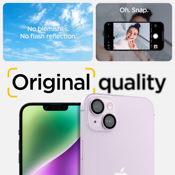 Spigen iPhone 14/iPhone 14 Plus Kamerabeskytter GLAS.tR EZ Fit Optik Pro Lilla 2-pakning