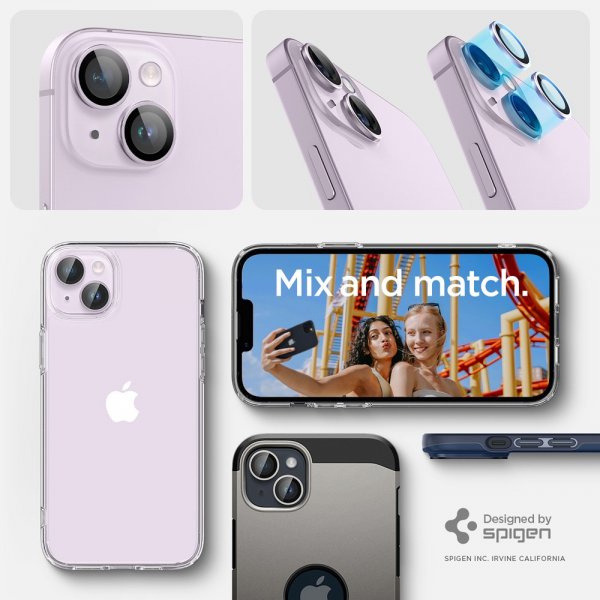 Spigen iPhone 14/iPhone 14 Plus Kamerabeskytter GLAS.tR EZ Fit Optik Pro Lilla 2-pakning
