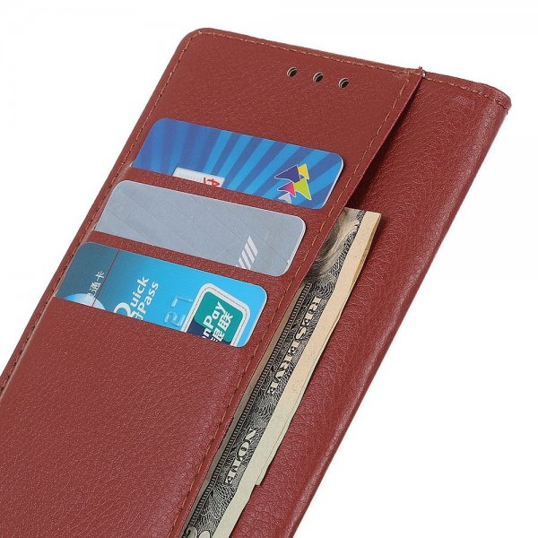 iPhone 14 Plus Etui Litchi Brun