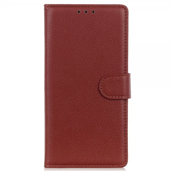 iPhone 14 Plus Etui Litchi Brun