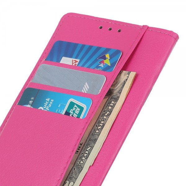 iPhone 14 Plus Etui Litchi Magenta