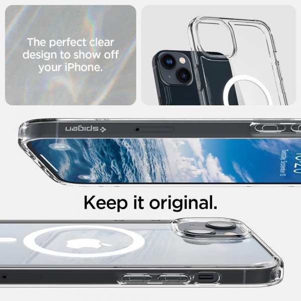 Spigen iPhone 14 Plus Deksel Crystal Hybrid MagFit Hvit