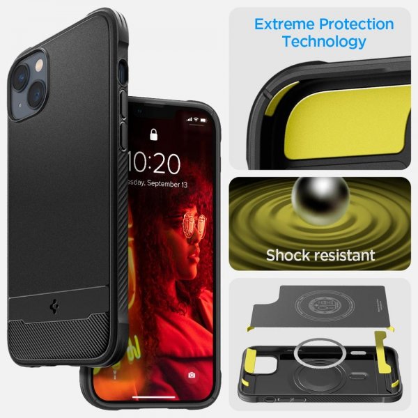 Spigen iPhone 14 Plus Deksel Rugged Armor MagFit Matte Black