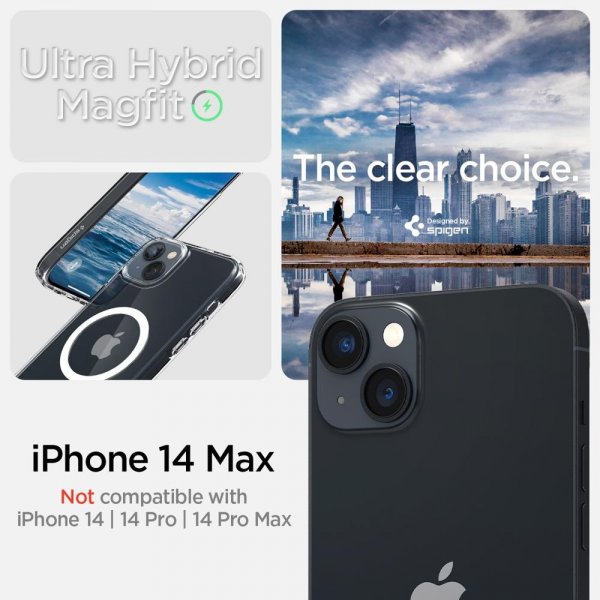 Spigen iPhone 14 Plus Deksel Ultra Hybrid MagFit Hvit