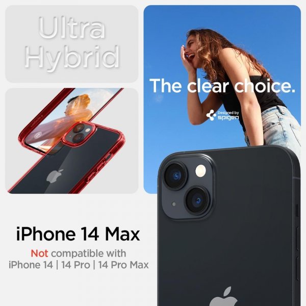 Spigen iPhone 14 Plus Deksel Ultra Hybrid Red Crystal