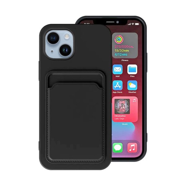 iPhone 14 Deksel Kortholder Svart