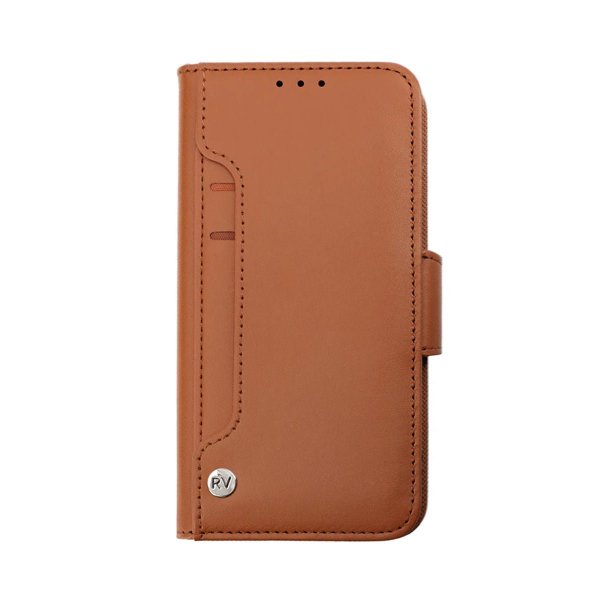 Rvelon iPhone 14 Etui Utbrettbar Kortlomme Brun