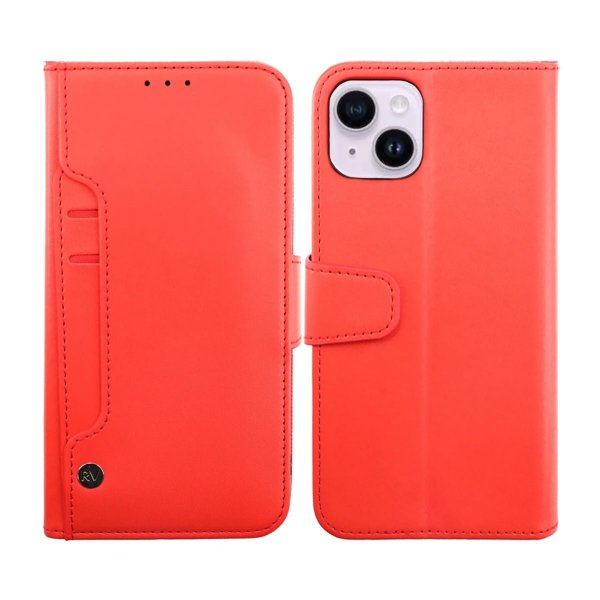 Rvelon iPhone 14 Etui Utbrettbar Kortlomme Rød