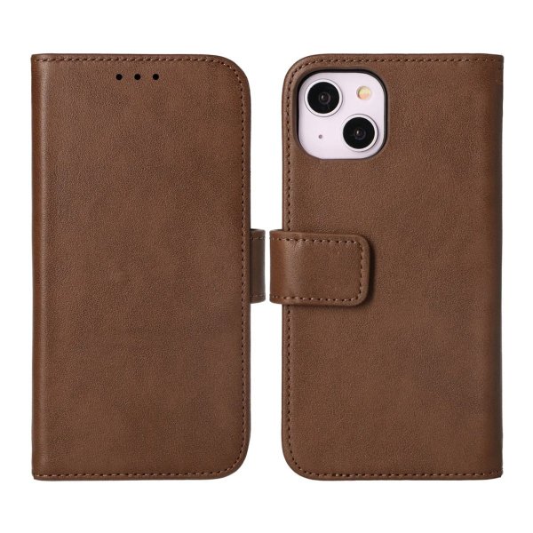 Rvelon iPhone 14 Etui Ekte skinn Kortlommer Brun