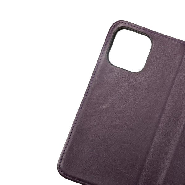 Rvelon iPhone 14 Etui Ekte skinn Kortlommer Lilla