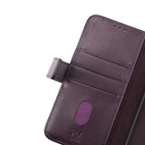 Rvelon iPhone 14 Etui Ekte skinn Kortlommer Lilla