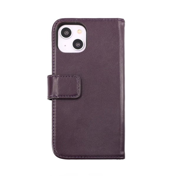 Rvelon iPhone 14 Etui Ekte skinn Kortlommer Lilla