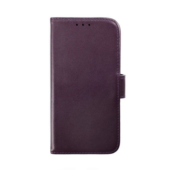 Rvelon iPhone 14 Etui Ekte skinn Kortlommer Lilla
