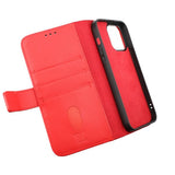 Rvelon iPhone 14 Etui Ekte skinn Kortlommer Rød
