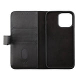 Rvelon iPhone 14 Etui Ekte skinn Kortlommer Svart