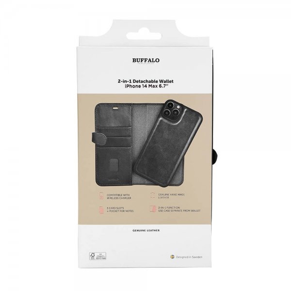 Buffalo iPhone 14 Plus Etui 2-in-1 Detachable Wallet Svart