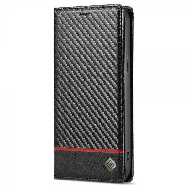 Lc.Imeeke iPhone 14 Plus Etui Karbonfibertekstur Rød Stripe Horizontal