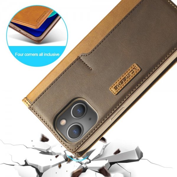 Lc.Imeeke iPhone 14 Plus Etui Kortlomme Utside Brun