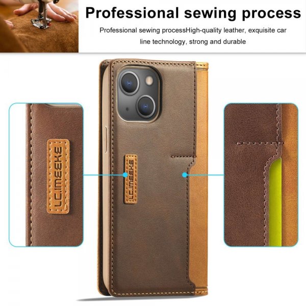 Lc.Imeeke iPhone 14 Plus Etui Kortlomme Utside Brun